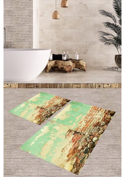 Yıkanabilir Kaymaz Dot Taban 2'li Banyo Paspası ( 50CM x 60CM - 60CM x 100CM) MNP1157