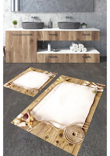 Yıkanabilir Kaymaz Dot Taban 2'li Banyo Paspası ( 50CM x 60CM - 60CM x 100CM) MNP1161