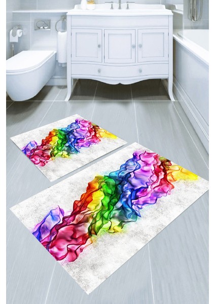 Yıkanabilir Kaymaz Dot Taban 2'li Banyo Paspası ( 50CM x 60CM - 60CM x 100CM) MNP1183