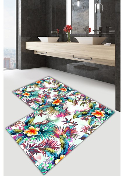 Yıkanabilir Kaymaz Dot Taban 2'li Banyo Paspası ( 50CM x 60CM - 60CM x 100CM) MNP1185