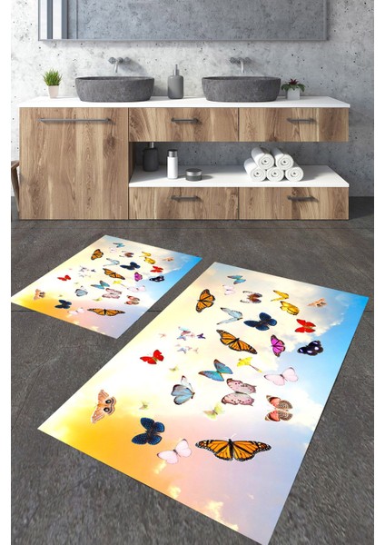 Yıkanabilir Kaymaz Dot Taban 2'li Banyo Paspası ( 50CM x 60CM - 60CM x 100CM) MNP1188