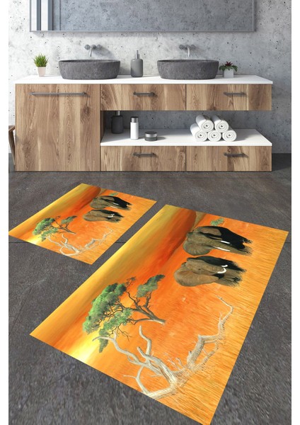 Yıkanabilir Kaymaz Dot Taban 2'li Banyo Paspası ( 50CM x 60CM - 60CM x 100CM) MNP1196