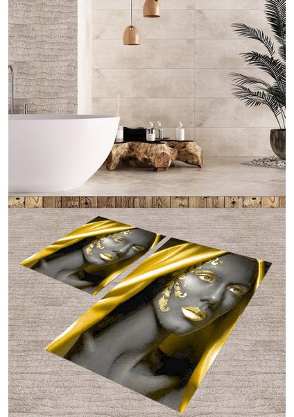 Yıkanabilir Kaymaz Dot Taban 2'li Banyo Paspası ( 50CM x 60CM - 60CM x 100CM) MNP1197