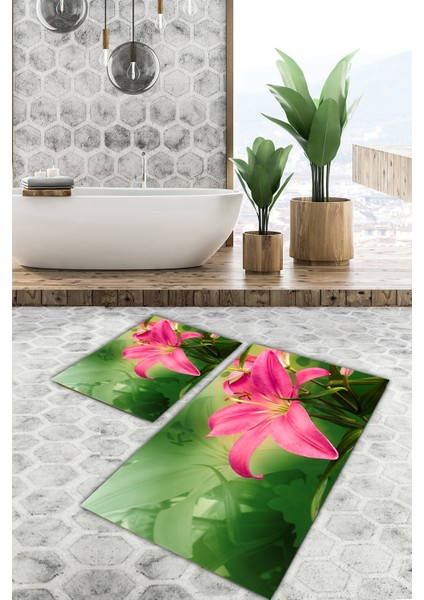 Yıkanabilir Kaymaz Dot Taban 2'li Banyo Paspası ( 50CM x 60CM - 60CM x 100CM) MNP1200