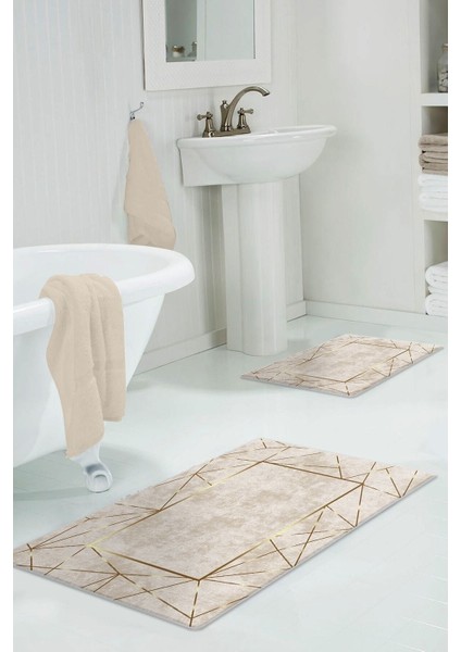 Yıkanabilir Kaymaz Dot Taban 2'li Banyo Paspası ( 50CM x 60CM - 60CM x 100CM) MNP3071