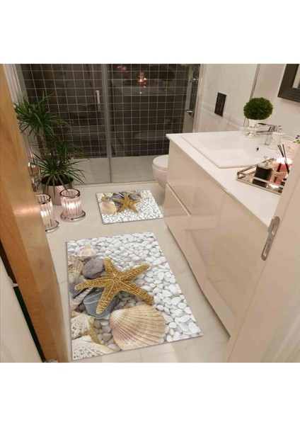 Yıkanabilir Kaymaz Dot Taban 2'li Banyo Paspası ( 50CM x 60CM - 60CM x 100CM) MNP3079