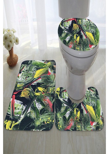 Yıkanabilir Kaymaz Dot Taban 3'lü Klozet Takımı (60CM x 100CM - 55CM x 60CM - 47CM x 50CM) MNKZ6002