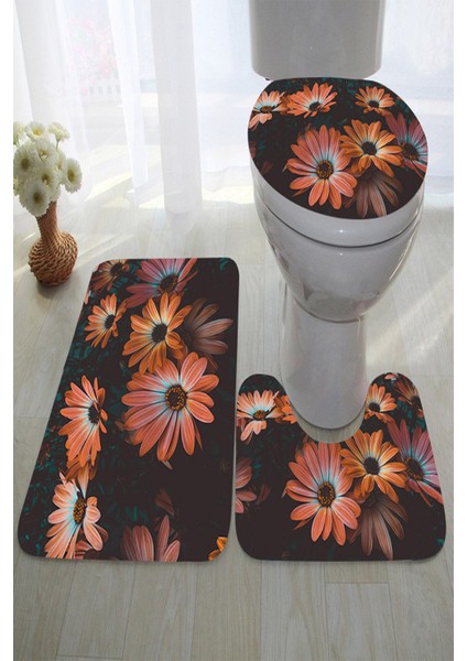 Yıkanabilir Kaymaz Dot Taban 3'lü Klozet Takımı (60CM x 100CM - 55CM x 60CM - 47CM x 50CM) MNKZ6006