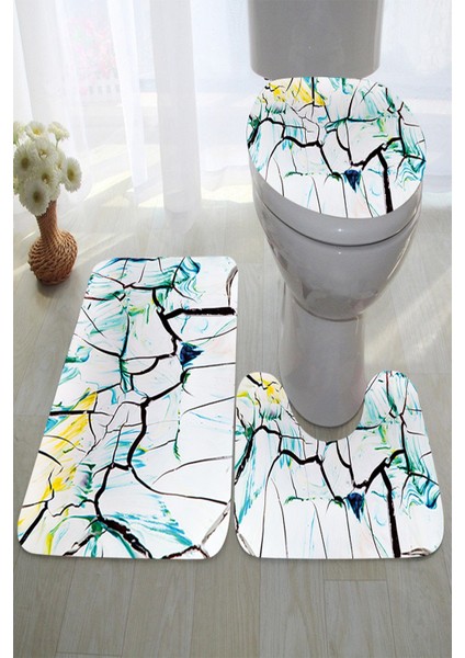 Yıkanabilir Kaymaz Dot Taban 3'lü Klozet Takımı (60CM x 100CM - 55CM x 60CM - 47CM x 50CM) MNKZ6012