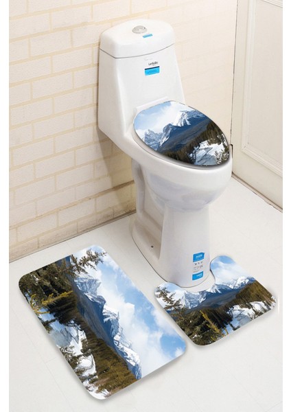 Yıkanabilir Kaymaz Dot Taban 3'lü Klozet Takımı (60CM x 100CM - 55CM x 60CM - 47CM x 50CM) MNKZ6020