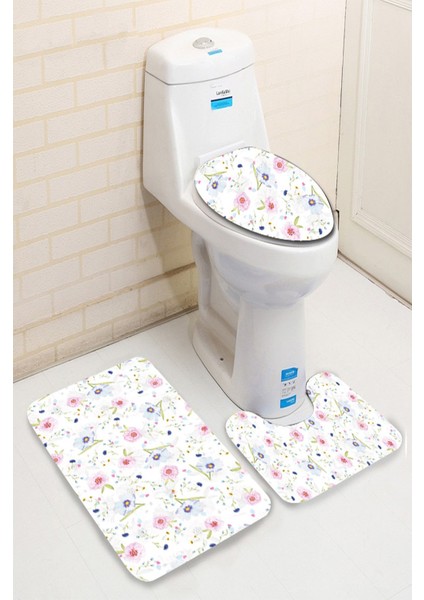 Yıkanabilir Kaymaz Dot Taban 3'lü Klozet Takımı (60CM x 100CM - 55CM x 60CM - 47CM x 50CM) MNKZ6023