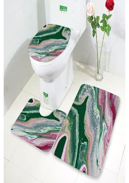 Yıkanabilir Kaymaz Dot Taban 3'lü Klozet Takımı (60CM x 100CM - 55CM x 60CM - 47CM x 50CM) MNKZ6037