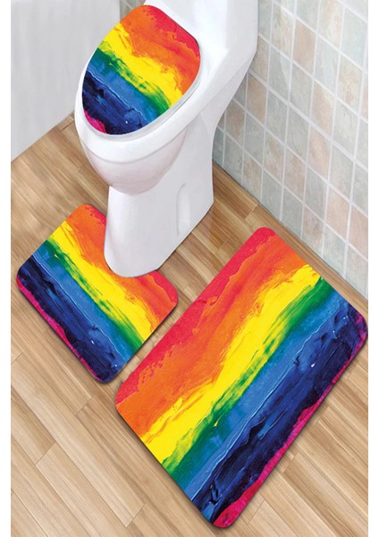 Yıkanabilir Kaymaz Dot Taban 3'lü Klozet Takımı (60CM x 100CM - 55CM x 60CM - 47CM x 50CM) MNKZ6047