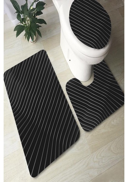 Yıkanabilir Kaymaz Dot Taban 3'lü Klozet Takımı (60CM x 100CM - 55CM x 60CM - 47CM x 50CM) MNKZ6062