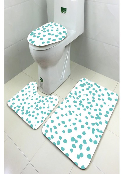 Yıkanabilir Kaymaz Dot Taban 3'lü Klozet Takımı (60CM x 100CM - 55CM x 60CM - 47CM x 50CM) MNKZ6076