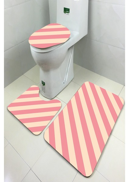 Yıkanabilir Kaymaz Dot Taban 3'lü Klozet Takımı (60CM x 100CM - 55CM x 60CM - 47CM x 50CM) MNKZ6079