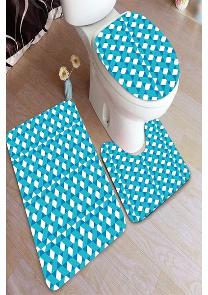 Yıkanabilir Kaymaz Dot Taban 3'lü Klozet Takımı (60CM x 100CM - 55CM x 60CM - 47CM x 50CM) MNKZ6096