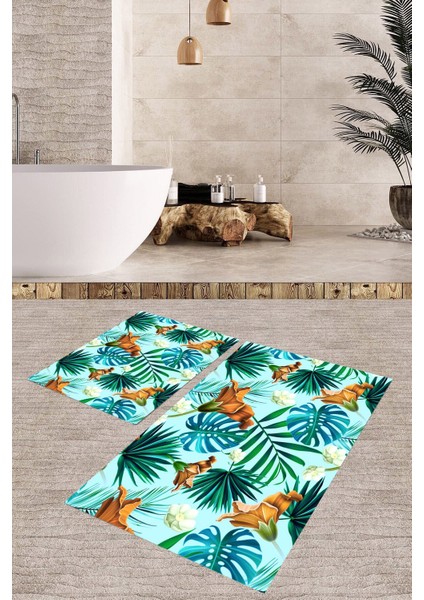 Yıkanabilir Kaymaz Dot Taban 2'li Banyo Paspası ( 50CM x 60CM - 60CM x 100CM) MNP1133