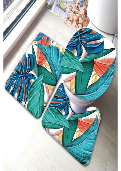 Yıkanabilir Kaymaz Dot Taban 3'lü Klozet Takımı (60CM x 100CM - 55CM x 60CM - 47CM x 50CM) MNKZ6025
