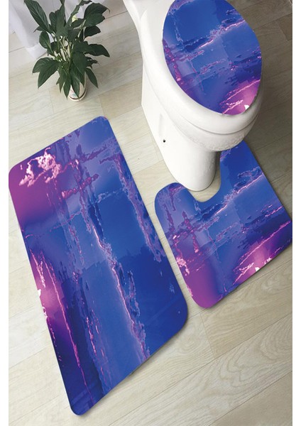 Yıkanabilir Kaymaz Dot Taban 3'lü Klozet Takımı (60CM x 100CM - 55CM x 60CM - 47CM x 50CM) MNKZ6056