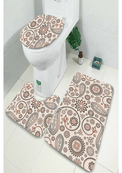 Yıkanabilir Kaymaz Dot Taban 3'lü Klozet Takımı (60CM x 100CM - 55CM x 60CM - 47CM x 50CM) MNKZ6066