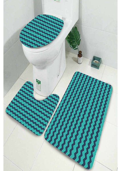 Yıkanabilir Kaymaz Dot Taban 3'lü Klozet Takımı (60CM x 100CM - 55CM x 60CM - 47CM x 50CM) MNKZ6070