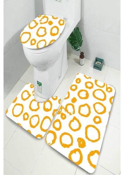Yıkanabilir Kaymaz Dot Taban 3'lü Klozet Takımı (60CM x 100CM - 55CM x 60CM - 47CM x 50CM) MNKZ6073
