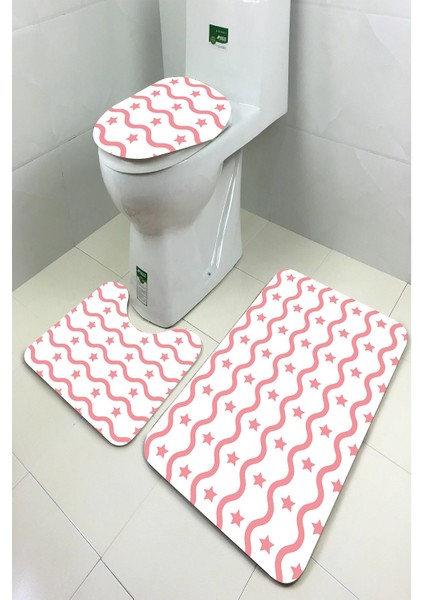 Yıkanabilir Kaymaz Dot Taban 3'lü Klozet Takımı (60CM x 100CM - 55CM x 60CM - 47CM x 50CM) MNKZ6080