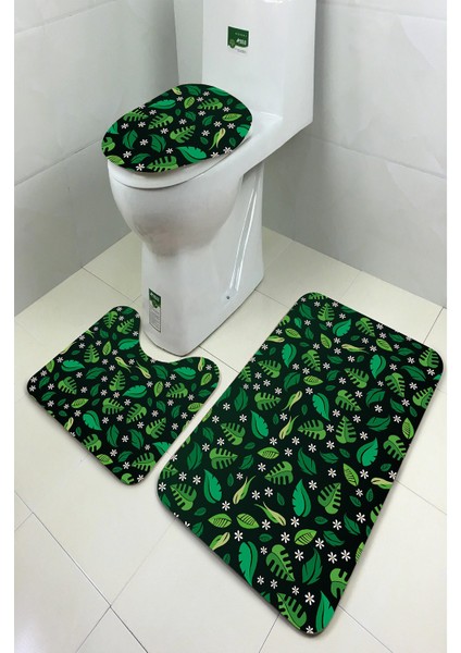Yıkanabilir Kaymaz Dot Taban 3'lü Klozet Takımı (60CM x 100CM - 55CM x 60CM - 47CM x 50CM) MNKZ6084