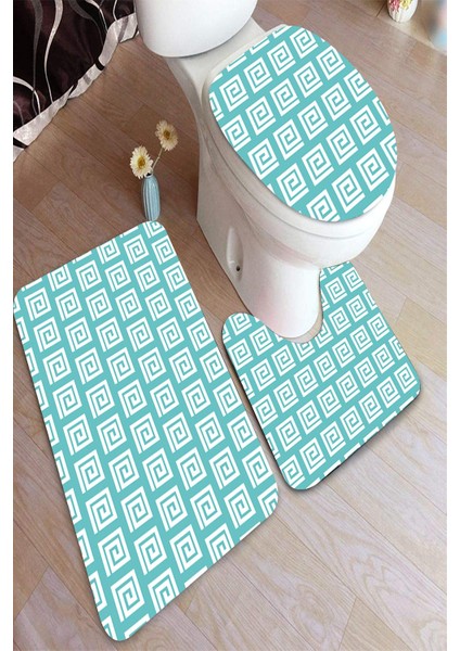 Yıkanabilir Kaymaz Dot Taban 3'lü Klozet Takımı (60CM x 100CM - 55CM x 60CM - 47CM x 50CM) MNKZ6095
