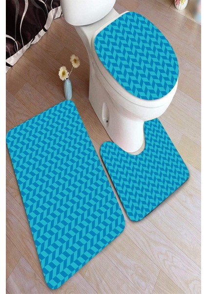 Yıkanabilir Kaymaz Dot Taban 3'lü Klozet Takımı (60CM x 100CM - 55CM x 60CM - 47CM x 50CM) MNKZ6097