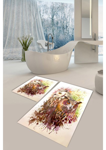 Yıkanabilir Kaymaz Dot Taban 2'li Banyo Paspası ( 50CM x 60CM - 60CM x 100CM) MNP1054
