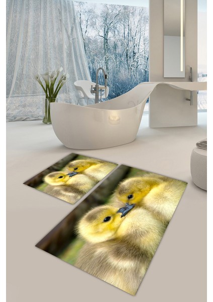 Yıkanabilir Kaymaz Dot Taban 2'li Banyo Paspası ( 50CM x 60CM - 60CM x 100CM) MNP1077