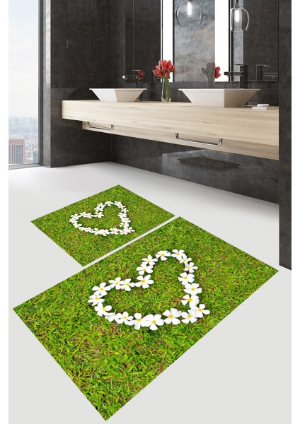 Yıkanabilir Kaymaz Dot Taban 2'li Banyo Paspası ( 50CM x 60CM - 60CM x 100CM) MNP1112