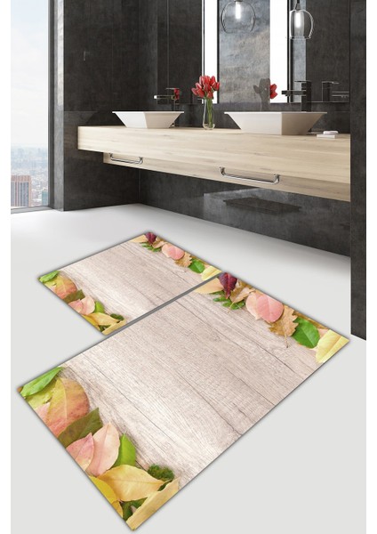 Yıkanabilir Kaymaz Dot Taban 2'li Banyo Paspası ( 50CM x 60CM - 60CM x 100CM) MNP1114