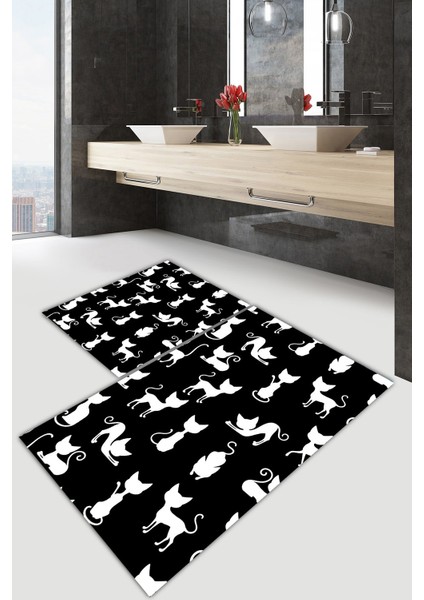 Yıkanabilir Kaymaz Dot Taban 2'li Banyo Paspası ( 50CM x 60CM - 60CM x 100CM) MNP1154
