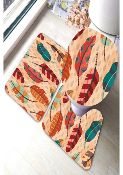 Yıkanabilir Kaymaz Dot Taban 3'lü Klozet Takımı (60CM x 100CM - 55CM x 60CM - 47CM x 50CM) MNKZ6101