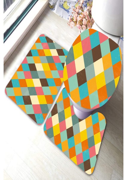 Yıkanabilir Kaymaz Dot Taban 3'lü Klozet Takımı (60CM x 100CM - 55CM x 60CM - 47CM x 50CM) MNKZ6102