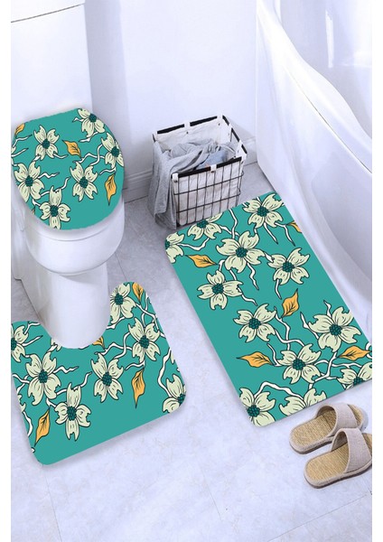 Yıkanabilir Kaymaz Dot Taban 3'lü Klozet Takımı (60CM x 100CM - 55CM x 60CM - 47CM x 50CM) MNKZ6117