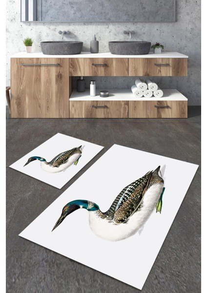 Yıkanabilir Kaymaz Dot Taban 2'li Banyo Paspası ( 50CM x 60CM - 60CM x 100CM) MNP1125