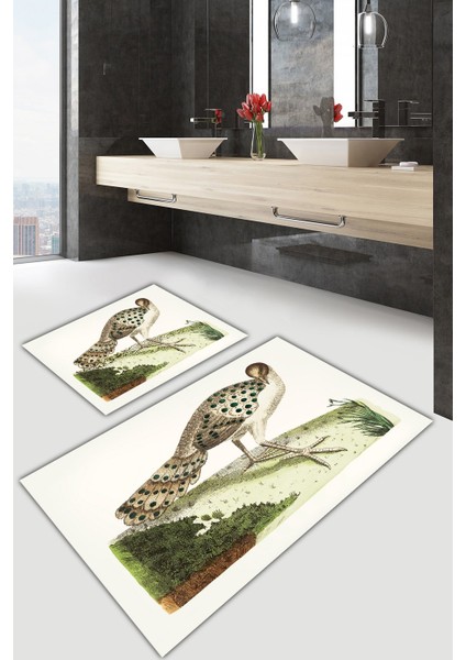 Yıkanabilir Kaymaz Dot Taban 2'li Banyo Paspası ( 50CM x 60CM - 60CM x 100CM) MNP1121