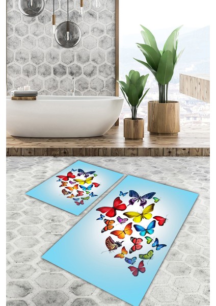 Yıkanabilir Kaymaz Dot Taban 2'li Banyo Paspası ( 50CM x 60CM - 60CM x 100CM) MNP1187
