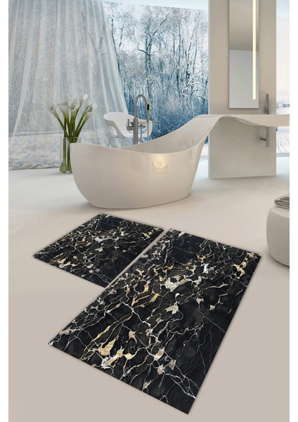 Yıkanabilir Kaymaz Dot Taban 2'li Banyo Paspası ( 50CM x 60CM - 60CM x 100CM) MNP1066