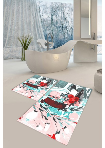 Yıkanabilir Kaymaz Dot Taban 2'li Banyo Paspası ( 50CM x 60CM - 60CM x 100CM) MNP1080