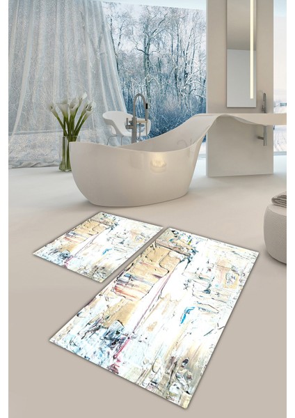 Yıkanabilir Kaymaz Dot Taban 2'li Banyo Paspası ( 50CM x 60CM - 60CM x 100CM) MNP1081