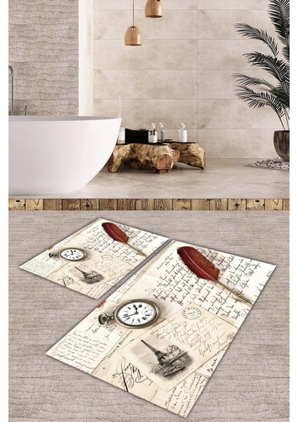 Yıkanabilir Kaymaz Dot Taban 2'li Banyo Paspası ( 50CM x 60CM - 60CM x 100CM) MNP1159