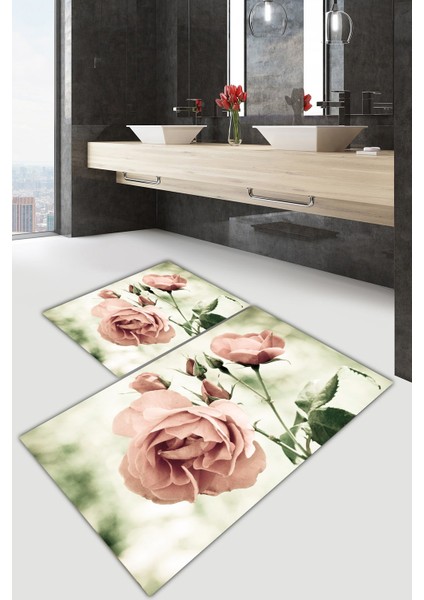 Yıkanabilir Kaymaz Dot Taban 2'li Banyo Paspası ( 50CM x 60CM - 60CM x 100CM) MNP1172