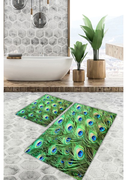 Yıkanabilir Kaymaz Dot Taban 2'li Banyo Paspası ( 50CM x 60CM - 60CM x 100CM) MNP1189