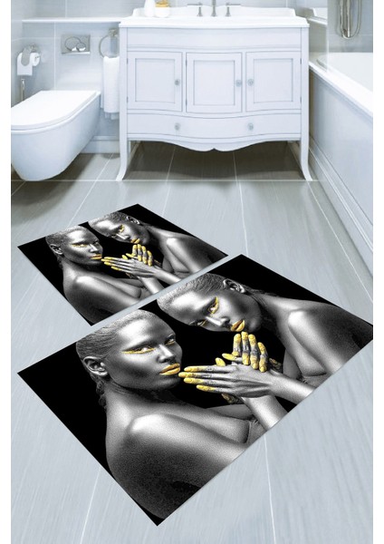Yıkanabilir Kaymaz Dot Taban 2'li Banyo Paspası ( 50CM x 60CM - 60CM x 100CM) MNP1199