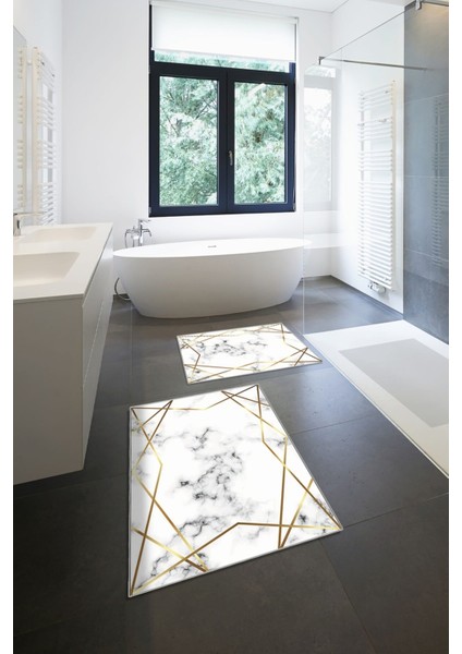 Yıkanabilir Kaymaz Dot Taban 2'li Banyo Paspası ( 50CM x 60CM - 60CM x 100CM) MNP3080